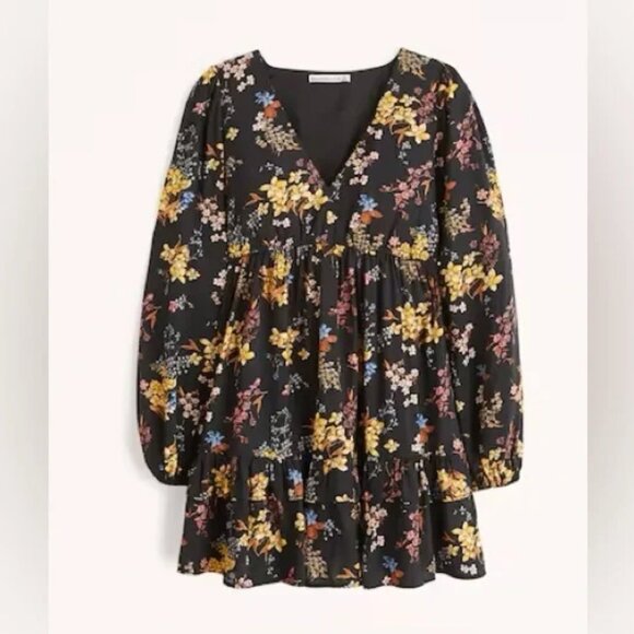 Abercrombie & Fitch Floral BabyDoll Pleated Mini Swing Dress Size XXL Pockets - Picture 1 of 13